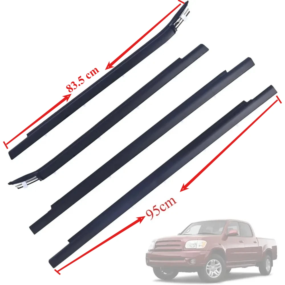 

4 Pcs Weatherstrip Outer Window Trim Belt for Toyota Tundra 2000-2006 4 Door 75740-0C022 Glass Seal Molding 95cm 83.5cm