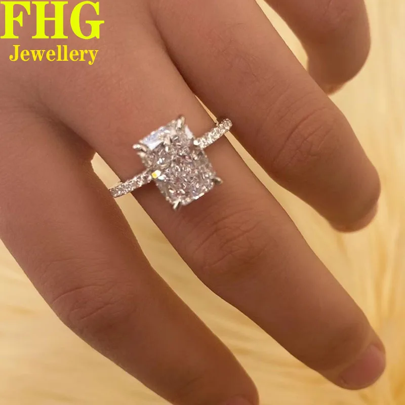 

6 7 8 9 10Carat Au417 10K White Gold Ring DVVS1 Radiant moissanite Diamonds Wedding Party Engagement Anniversary Ring