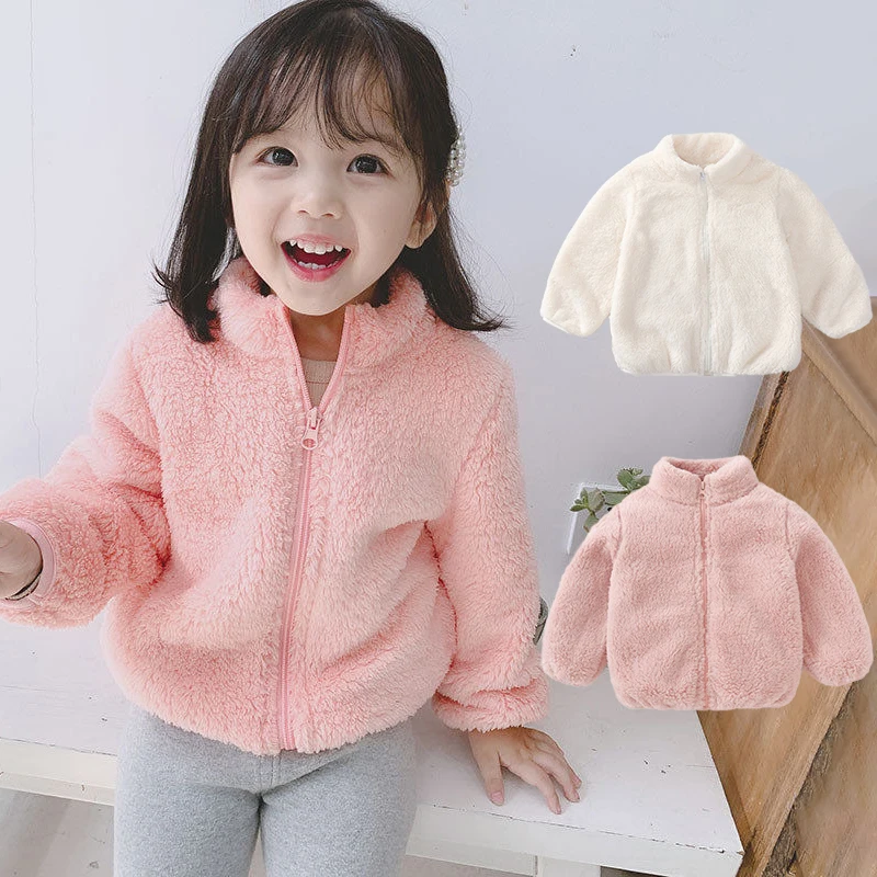 Children Plush Velvet Jacket Thicken Velvet Kids Coat Autumn Winter Baby Tops Clothes 1-5Year Boy Girl Solid Turtleneck Sweater