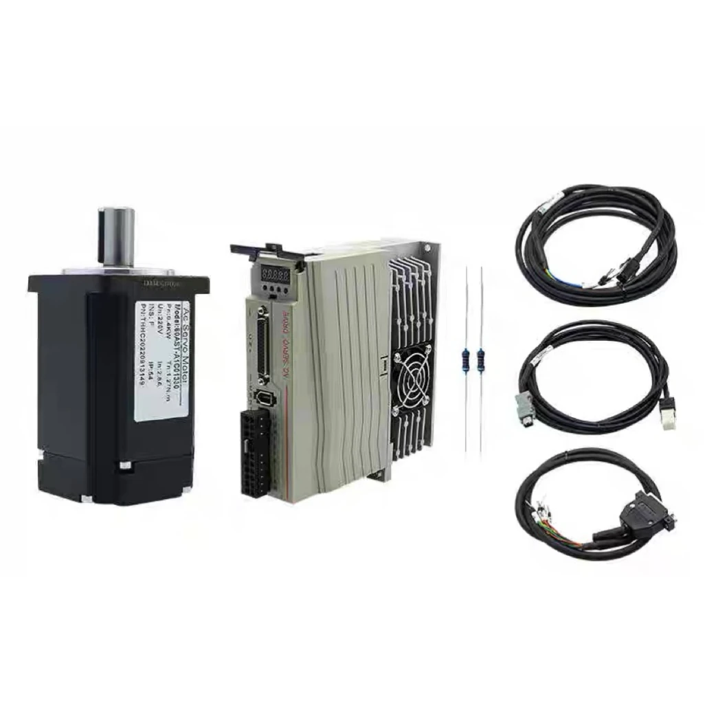 New!! 60 80 AST 400W 750W 220V Ac Servo Motor Kit With Magnetic 17bit Absolute Encoder +T3D 20A Driver For CNC Engraver + cable