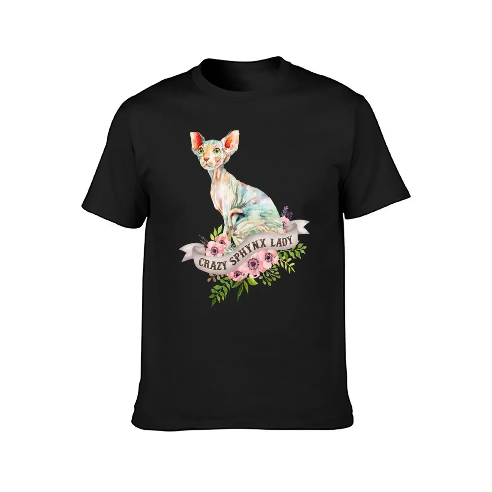 Crazy Sphynx Lady T-Shirt anime tshirt boys animal print korean fashion mens graphic t-shirts