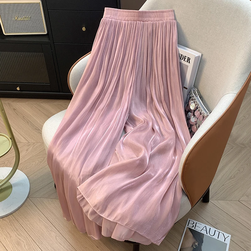 Fashionable All-Match Flowing  Vintage Long Pants Wide Leg Loose Drapey Atmosphere Skirt Pants Women's Casual Trousers