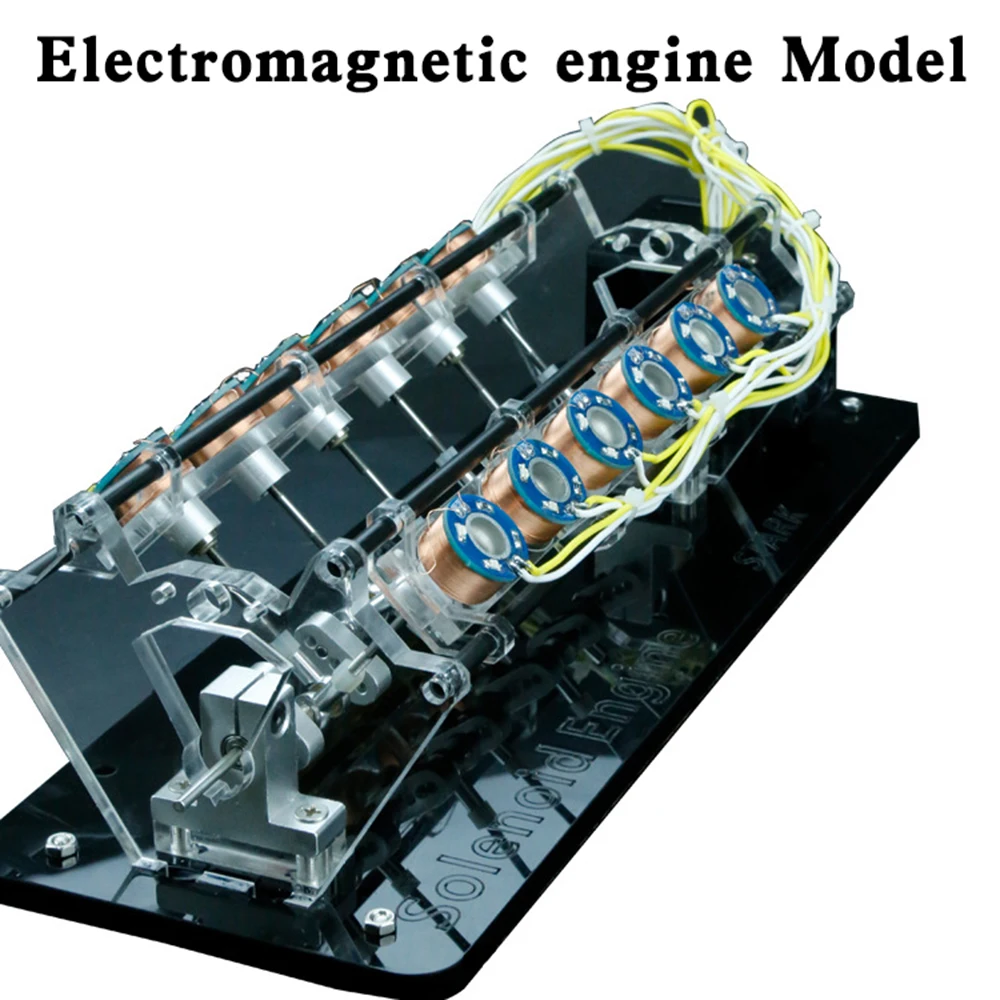 Electromagnetic engine model DIY V8 4/12 cylinder Electromagnet motor Electrical and Magnetic Conversion Physics Teaching Model