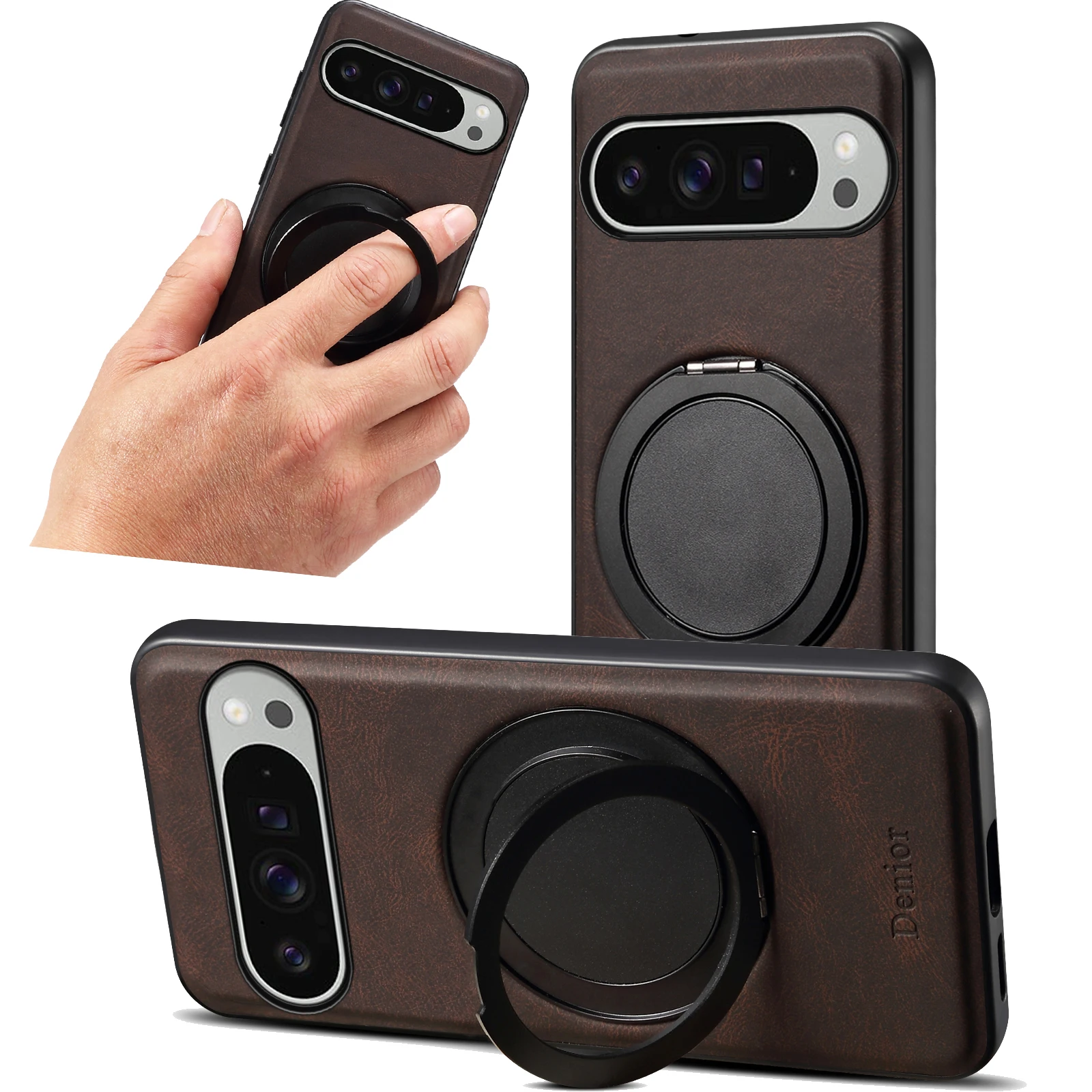 

For Google Pixel 9 Pro XL/9 Pro Phone Case 360 Rotating Stand Magnetic Leather Tpu Shockproof For Pixel 8/7 Series Leather Cover