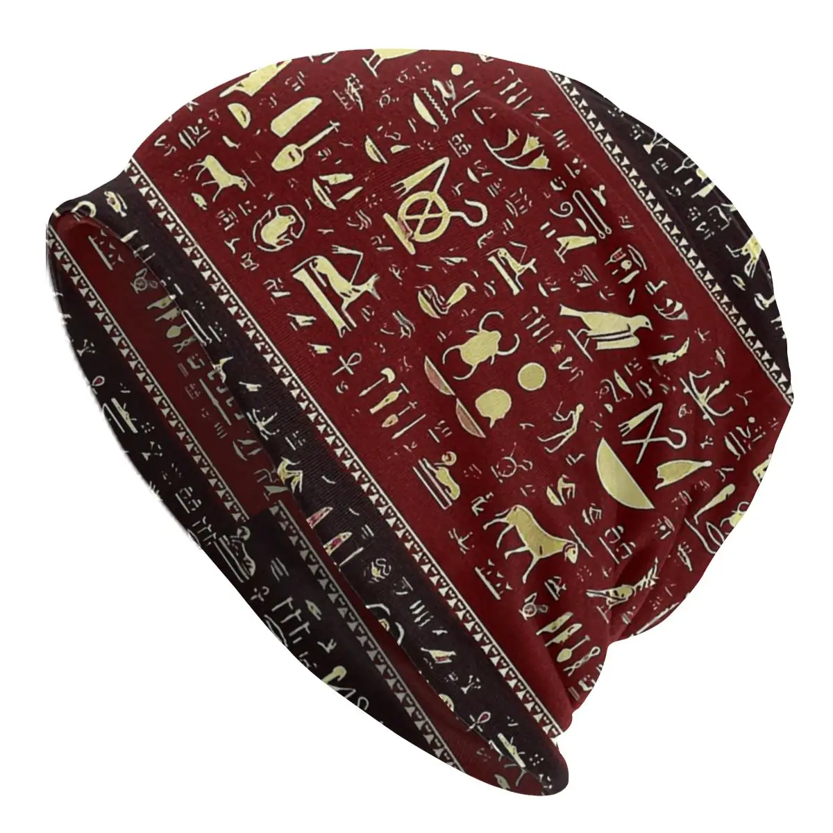 Ancient Egypt Egyptian Skullies Beanies Outdoor Hats Hieroglyphs Thin Bonnet Hipster Caps Men Women's Earmuffs