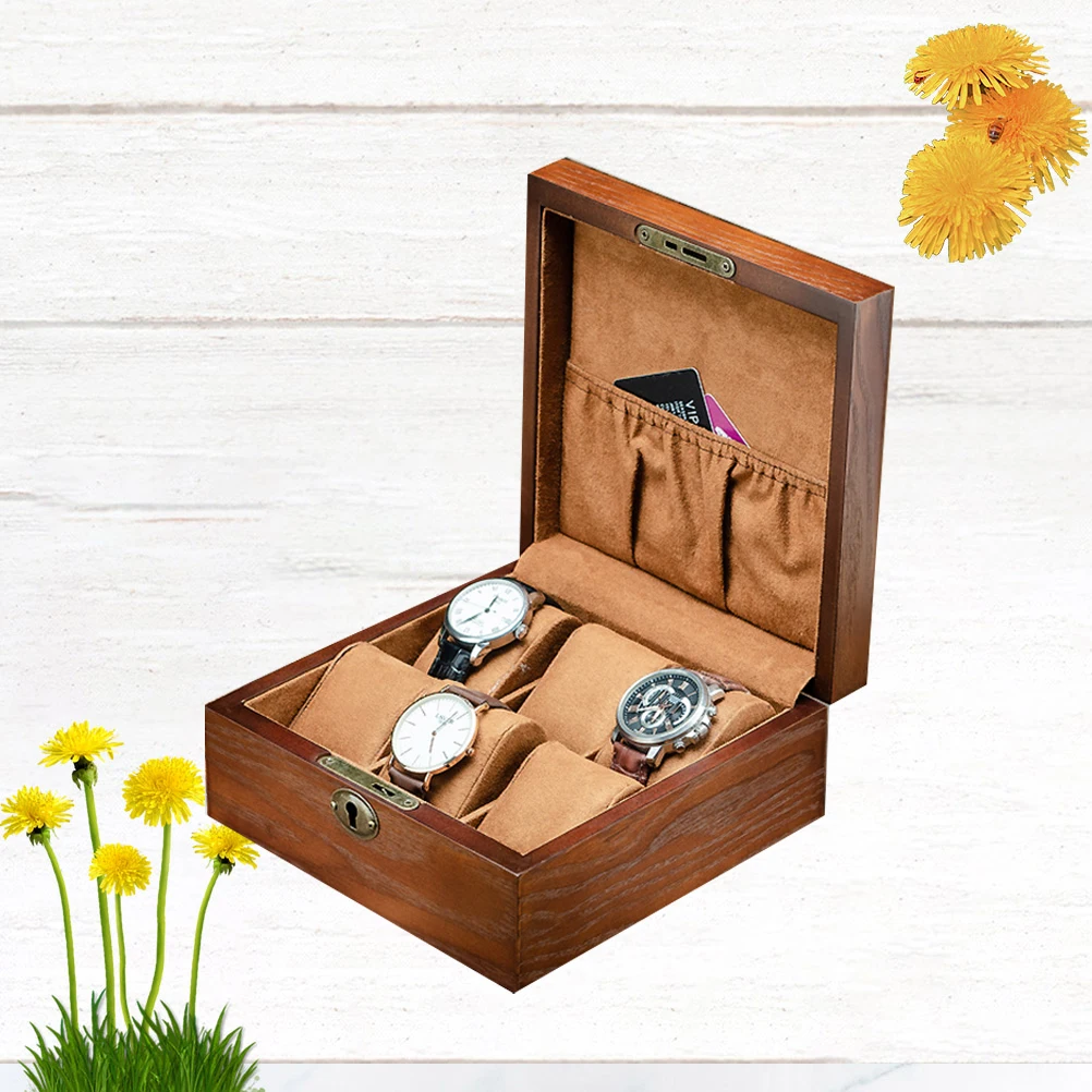 

6 Slots Watch Box Wooden Storage Display Case for Men Lockable Dust Proof Scratch Resistant Jewelry Cabinet ganizer