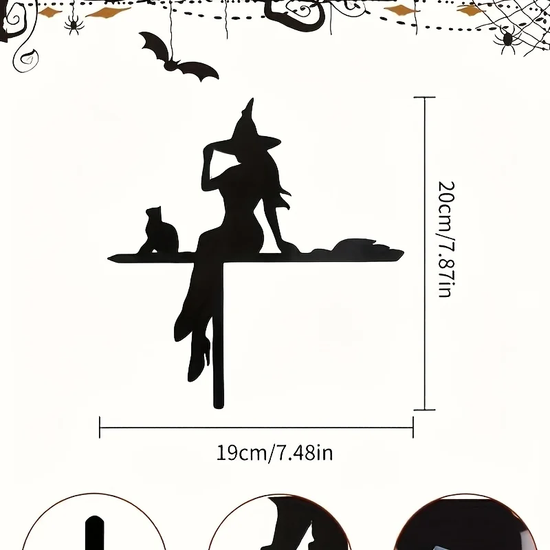 Gifts suitable for all four seasons，Halloween door corner sign decoration，Black cat riding a broom Halloween gift decoration 1pc
