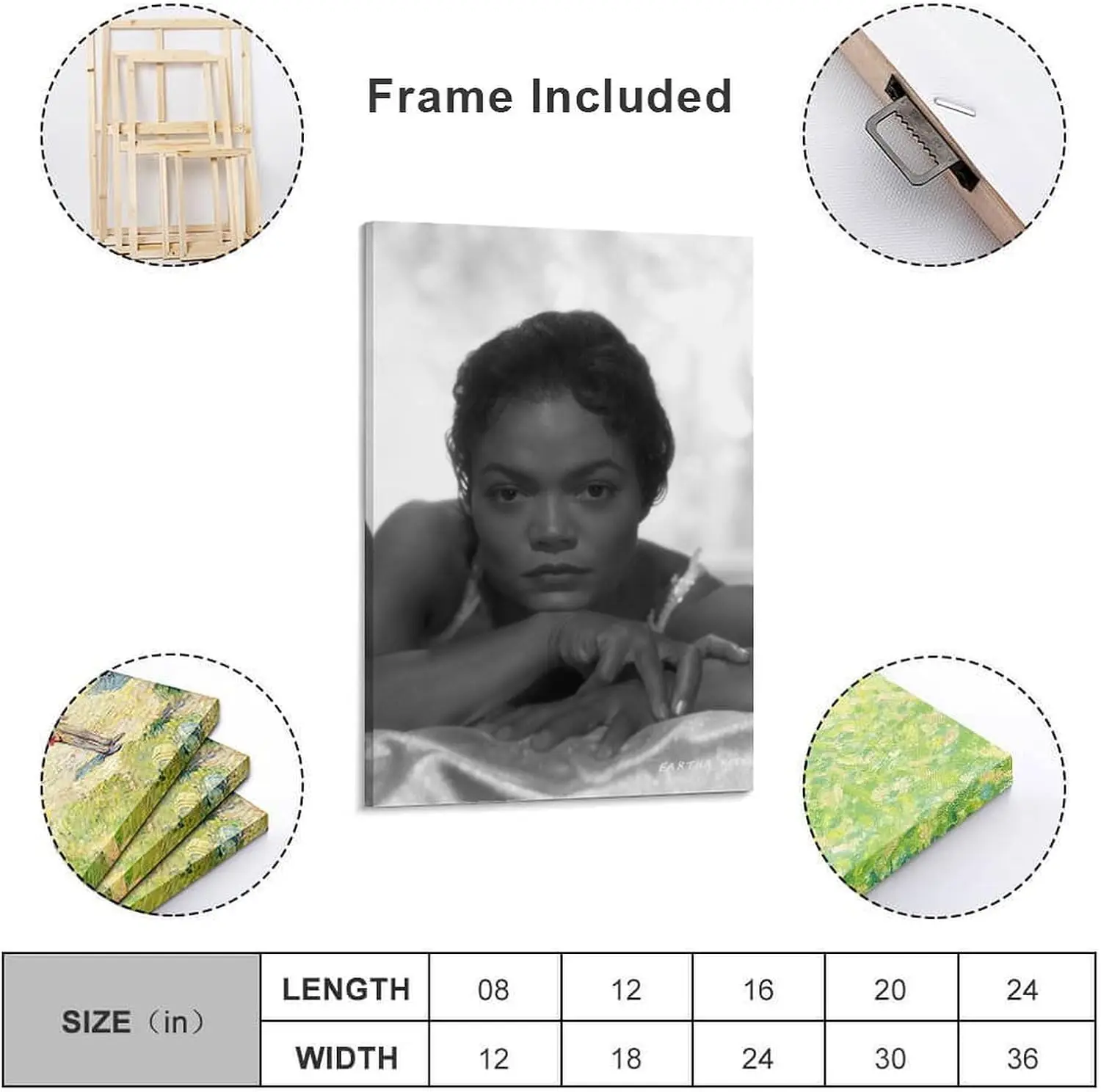 ملصق مطبوع عتيق باللونين الأبيض والأسود من Eartha Kitt (16) ملصقات فنية مطبوعة على الحائط صورة معلقة