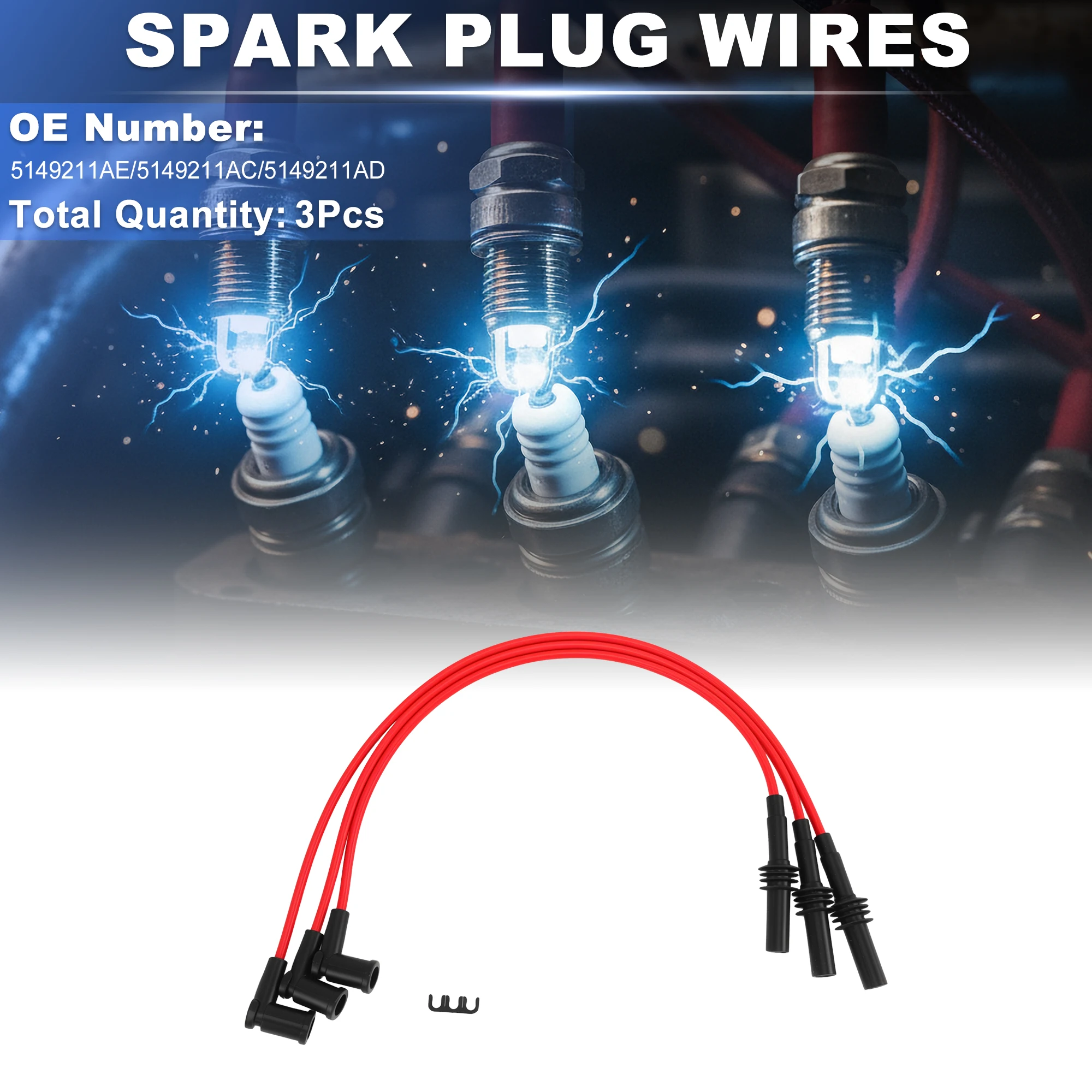 UXCELL 3 pcs Spark Plug Wire for Dodge Dakota 2009-2010 5149211AE/5149211AC/5149211AD