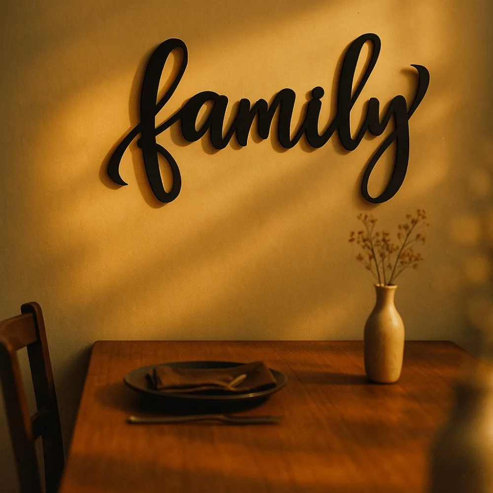 CIFBUY Iron Wall Art Black Family Metal Sculpture Hanging Plaque Rustproof Home Inspirational Decor Ornament Accent
