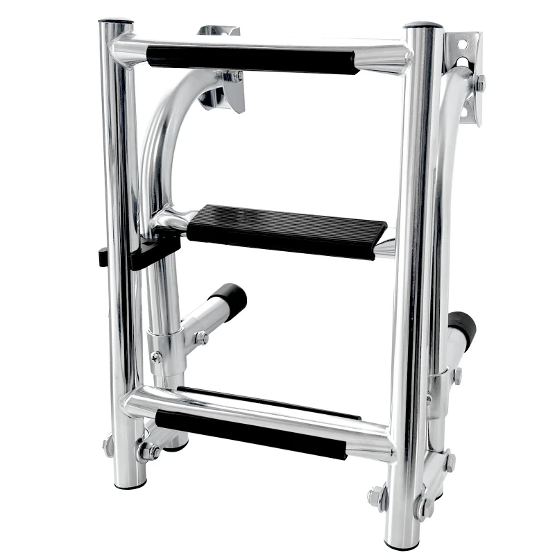 Marine Yacht Hardware Accessories Stainless Steel Marine 2+1 Launching Deck Foldable Ladder