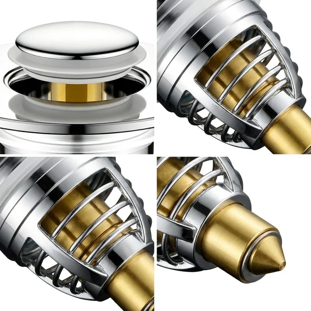 Click‑clack Sink Drain Stopper, Snap‑up Basin Drain Core With Solid Brass Spring, Replacement Pop‑up For Bathroom Wash