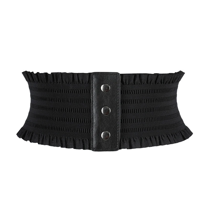 Women Wide Belt Elastic Waist Straps Ladies Stretch Waistband Cummerbund Female Dress Corset Belts Black White Waist Band