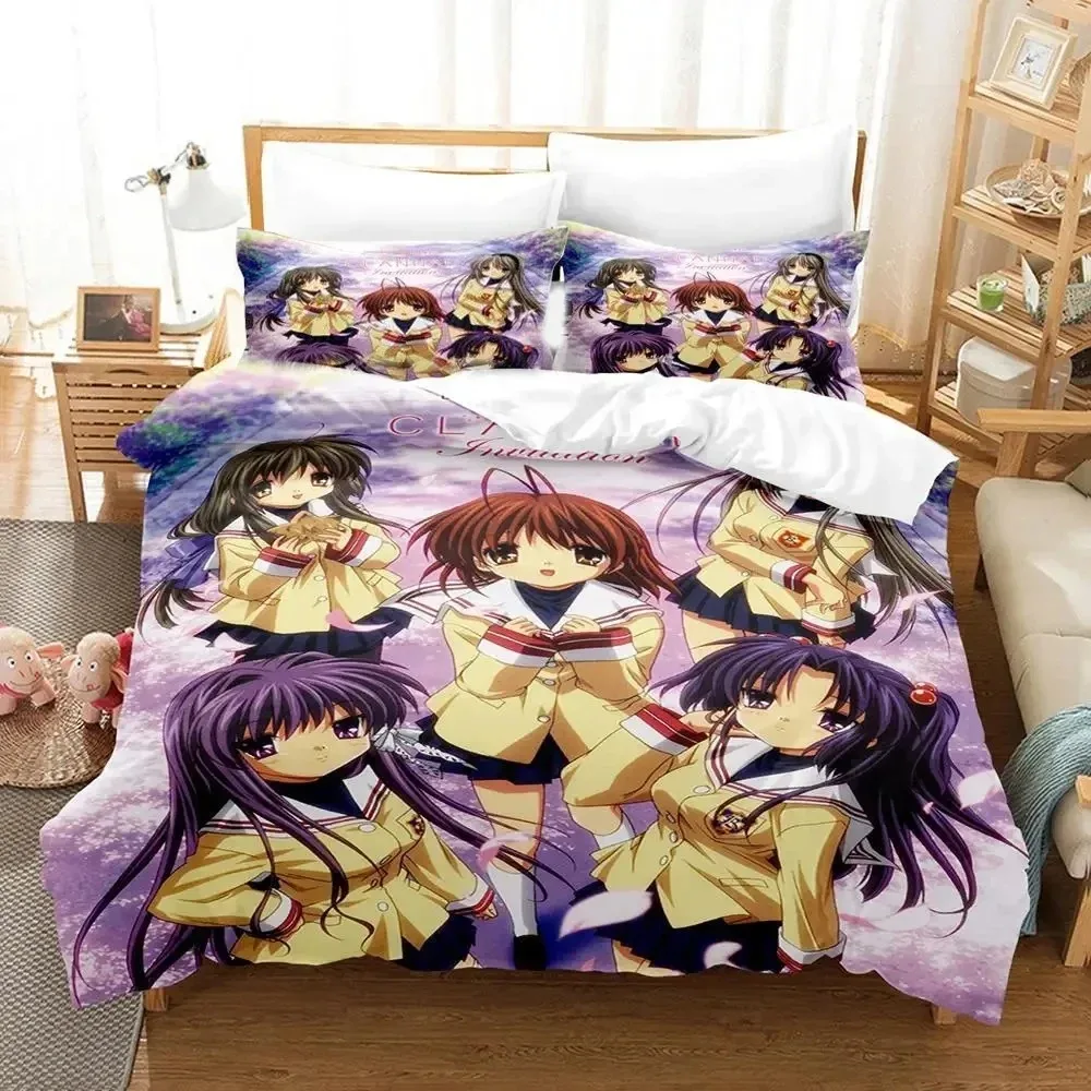 3D Print Anime CLANNAD Bedding Set Duvet Cover Bed Set Quilt Cover Pillowcase Comforter king Queen Size Boys Adult Bedding Set