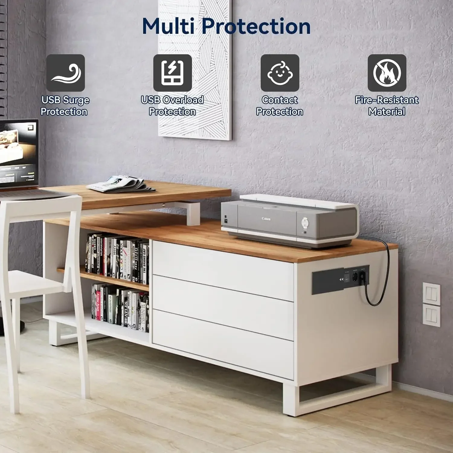 Table Hidden Socket Embedded 2 3 Outlets with 2 USB RJ45 CAT6 Wireless Charge EU KR Multi Plug 10A 110~250V 2600W Black Socket