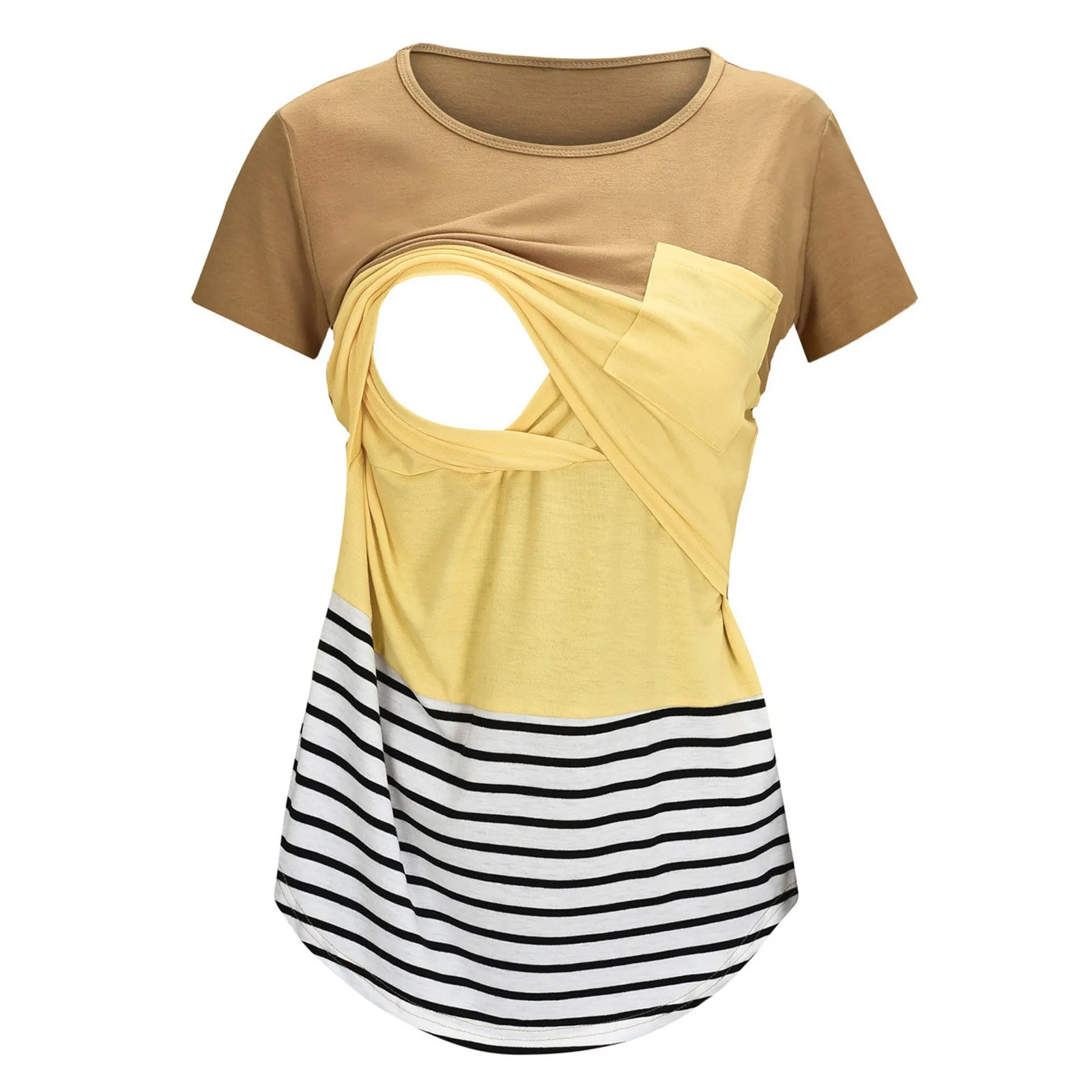 Neue Mutterschaft Kleidung Casual Tops Stillen Für Stillen T Shirt Gestreiften Druck Frauen Mutterschaft Kurzarm Mutterschaft Bluse – Detail 9