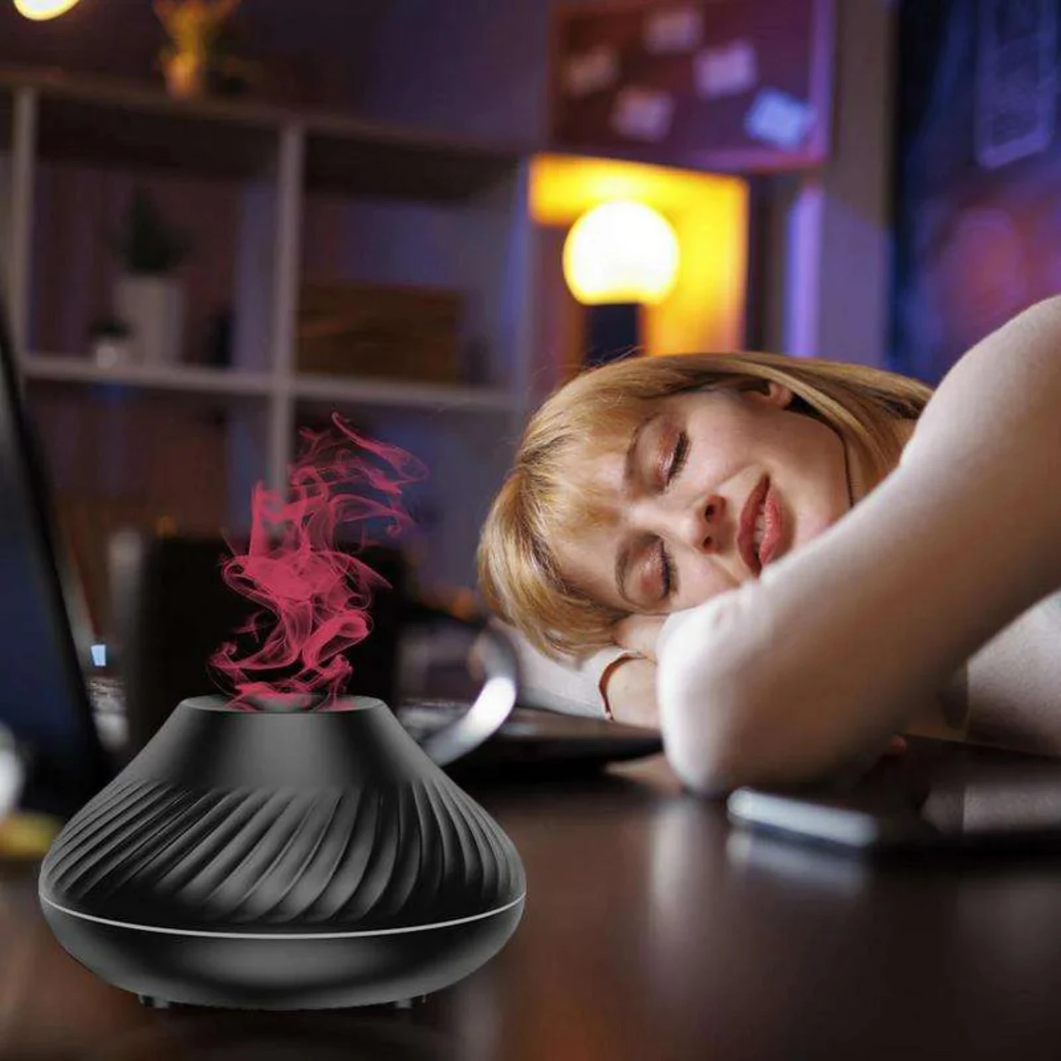 Volcano Fragrance Diffuser Essential Oil Lamp Usb Portable Air Humidifier With Colorful Flame Night Light Suitable  Bedrooms