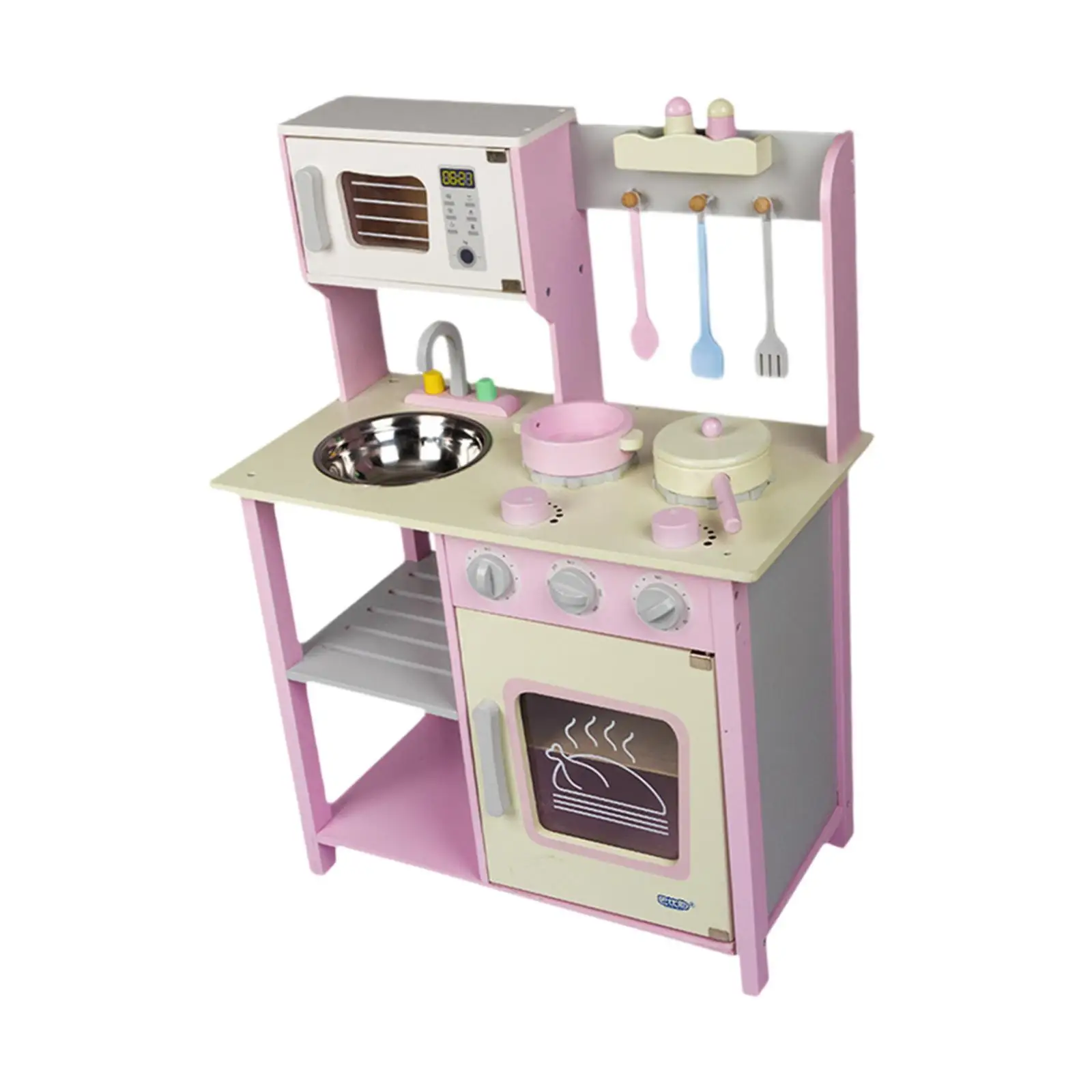 

Kitchen Playset Toy Role Play Wood Fine Motor Skill Pots and Pans Cooking Oven for Children Ages 4-6 Boys Girls Preschool Kids