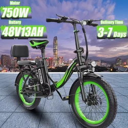 Folding Electric Bike 750W Powerful Motor 48V13AH Waterproof Lithium Battery E Bike Adult Mountain 20 Inch Tire Electric Bicycle