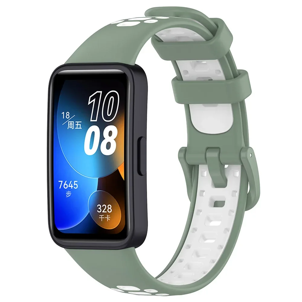 حزام سيليكون رياضي لسوار Huawei Band 8/9/10 الذكي معصمه بلونين