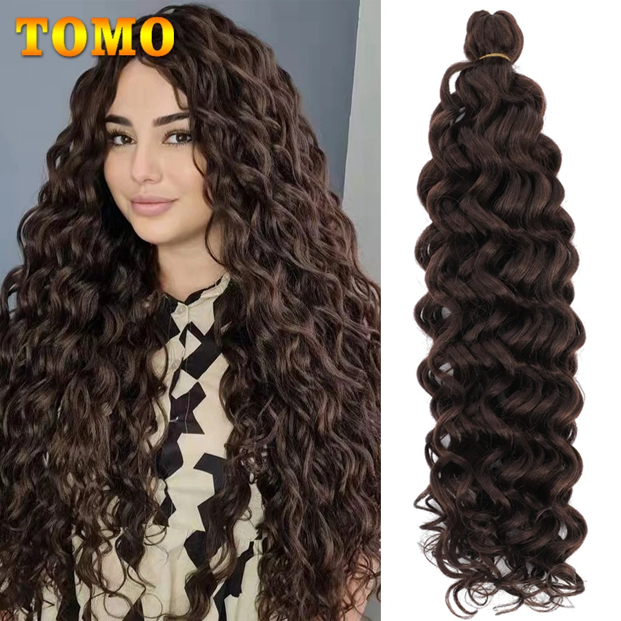 TOMO Deep Wave Twist Crochet ผม 18 24 นิ้ว Ombre น้ําหยักสังเคราะห์ Braid Ombre ฮาวาย Afro Curls Braiding Hair Extensions