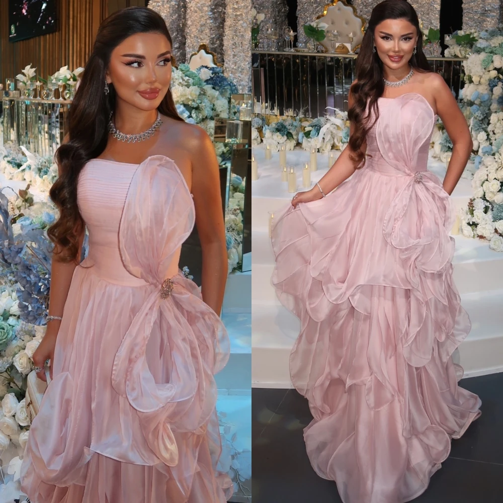 맞춤형 A라인 스트랩리스 우아한 정장 이브닝 드레스 모던한 기품 연예인 드레스 고품질 패션 파티 드레스