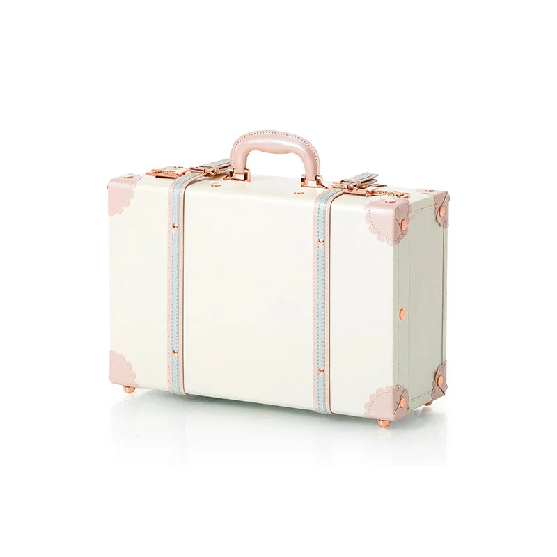 

Floral high-end retro password suitcase, modern cute solid wood leather creative jewelry cabinet