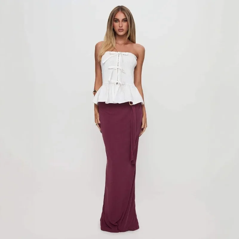 

Fashionable 2025 Spring Casual Strapless Butterfly Knot Top With Unlimited Matching Possibilities