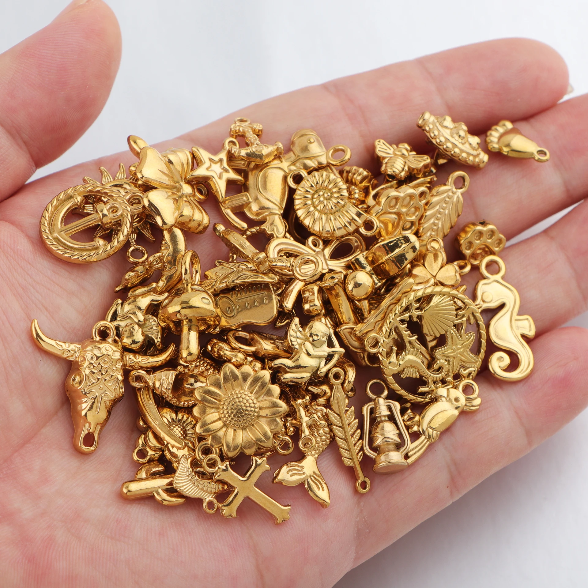 

30/50pcs Stainless Steel Various Mixed Charms Pendants for DIY Bracelet Necklace Jewelry Making Accessories