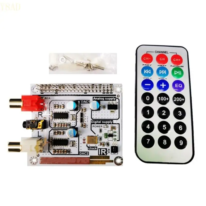 Y8AD DAC Плата 2CH DAC HIFI Double Decoding I2S Плата для RPI 4B/3B+/3B/2B/Zerow