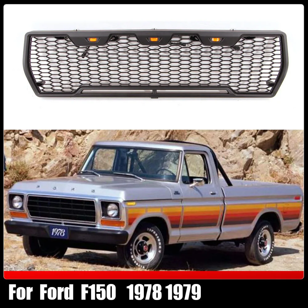 Pickup Auto Parts Front Bumepr Hood Honeycomb Mesh Grill Grille Raptor Style Off-road Car Racing Grills For Ford F150 1978 1979