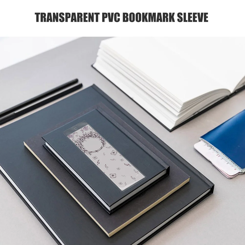 5Pcs Clear PVC Bookmark Sleeves Transparent Plastic Cases Lightweight Waterproof Protective Holders for Bookmark Photo Strip