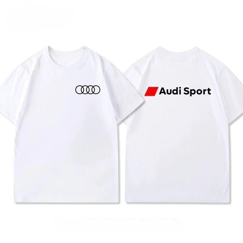 

Summer New Audi Print Car Performance Car Department Modified Cultural Overalls Short-sleeved Cotton Casual T-shirt