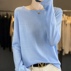 Temperament Soft Knitted Thin Top Women's 2024 Spring/Summer New Round Neck Loose Long Sleeved Air Conditioning Sweater Pullover