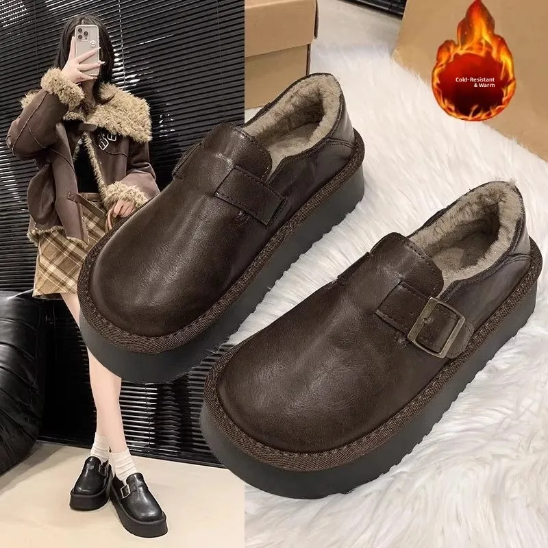 

Waterproof Women's Winter Boots Thi Bot Slip-On Fce Lined Warm Snow Boots Easy to Wear Casual Sle round Toe