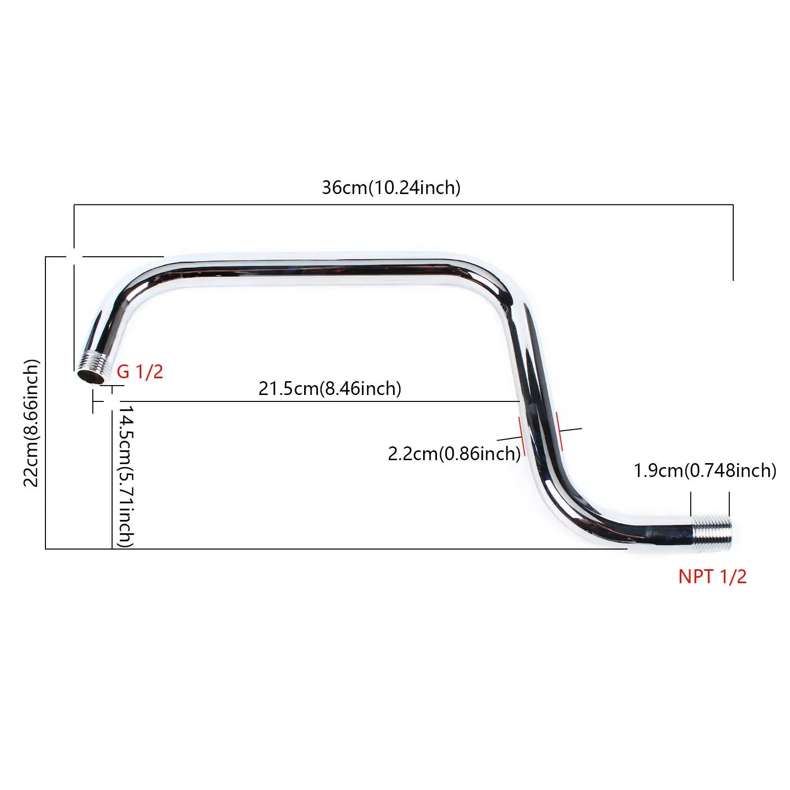 Suporte de braço de chuveiro ajustável galvanizado de 12 polegadas para cabeças de chuveiro de chuva - montagem na parede, durável e fácil instalação