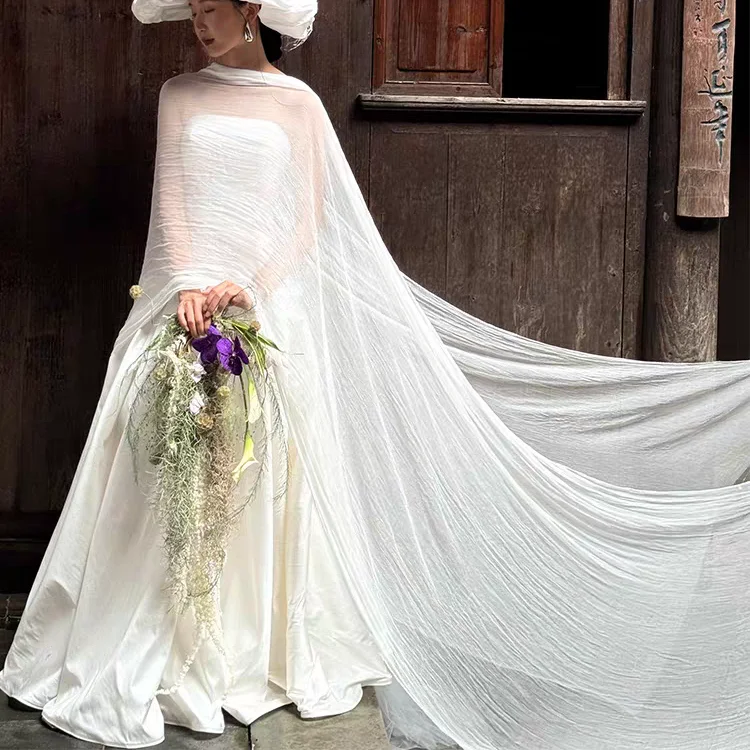 エレガントなネックショール-新しいブライダル-韓国スタイル-ドレープシルクツイル-トレインショルダーショール-スカーフ-ネックショール-グランデオーゼ