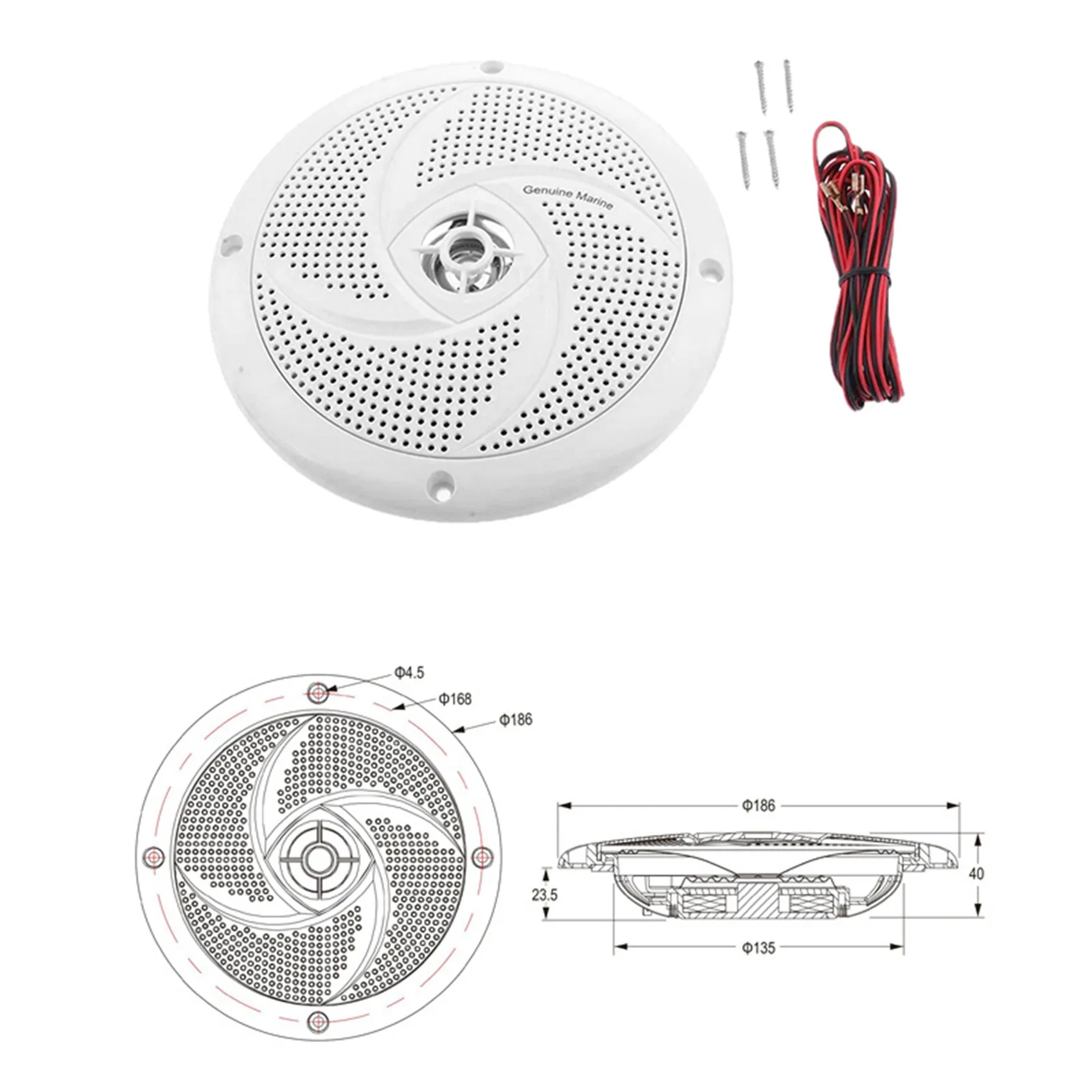 White Yacht Waterproof Round Speaker Marine Speaker For Car RV Boat Sound Speaker Horn