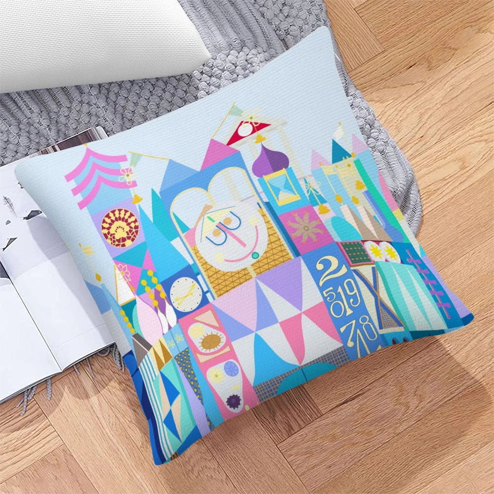 1pc 2D Flat (Pillow Not Included) Whimsical Castle Geometric Art Cushion Cover Short Plush Fantasy Kids Room Decor Throw Pillow