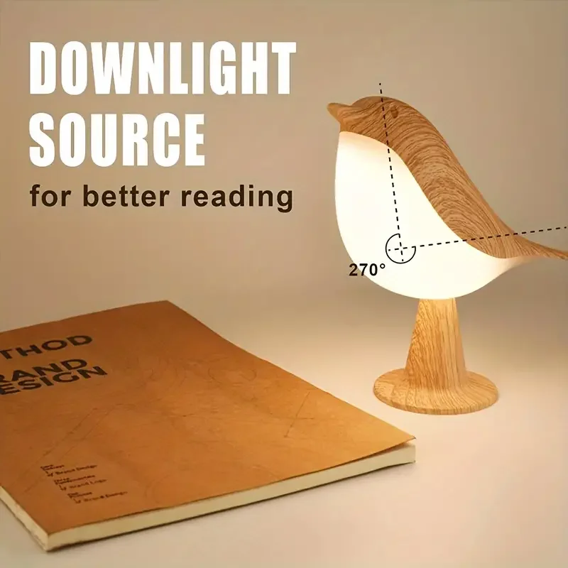 مصابيح الطيور بجانب السرير، 3 ألوان، درجة حرارة LED تعمل باللمس على شكل طائر، بطارية قابلة لإعادة الشحن عبر USB مناسبة لجميع أضواء الغرف