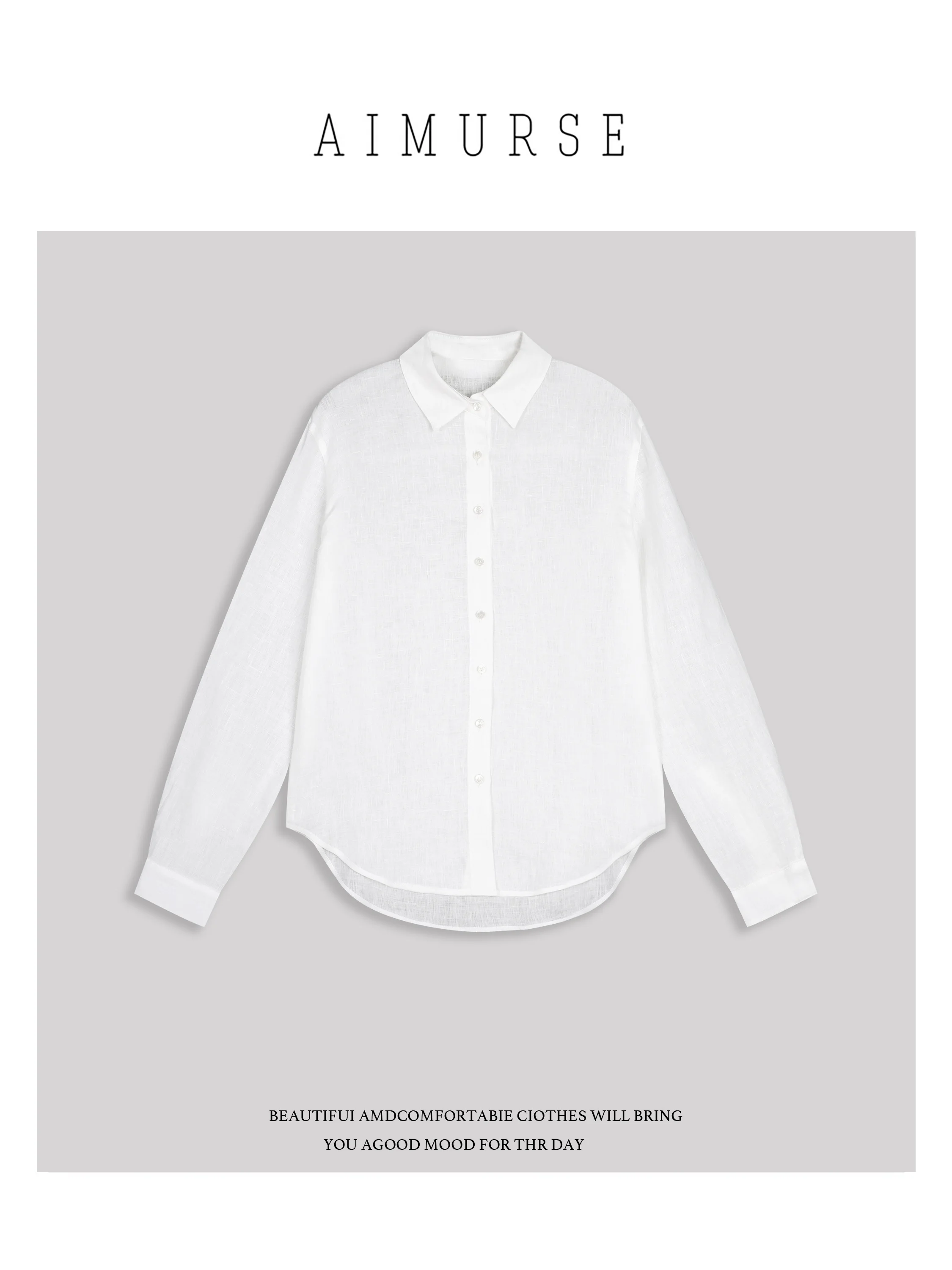 

AIMURSE Pure Color Linen Comfortable Summer Versatile Shirt Women's Casual Breathable Long Sleeve Crew Neck AM80381