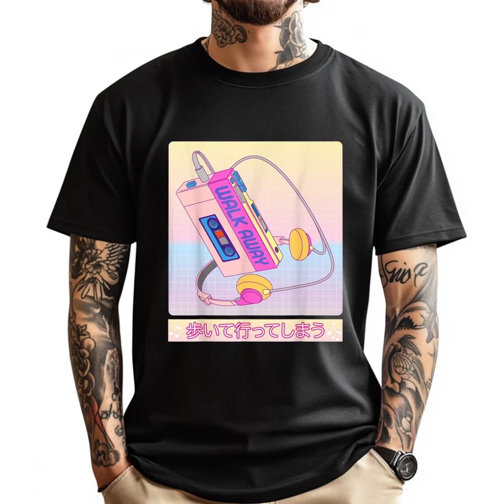 

Vaporwave Cassette Player 80s Japanese Otaku Art Designer Clothes Men Spring Men Clothing Tops & Tees Big Size Game