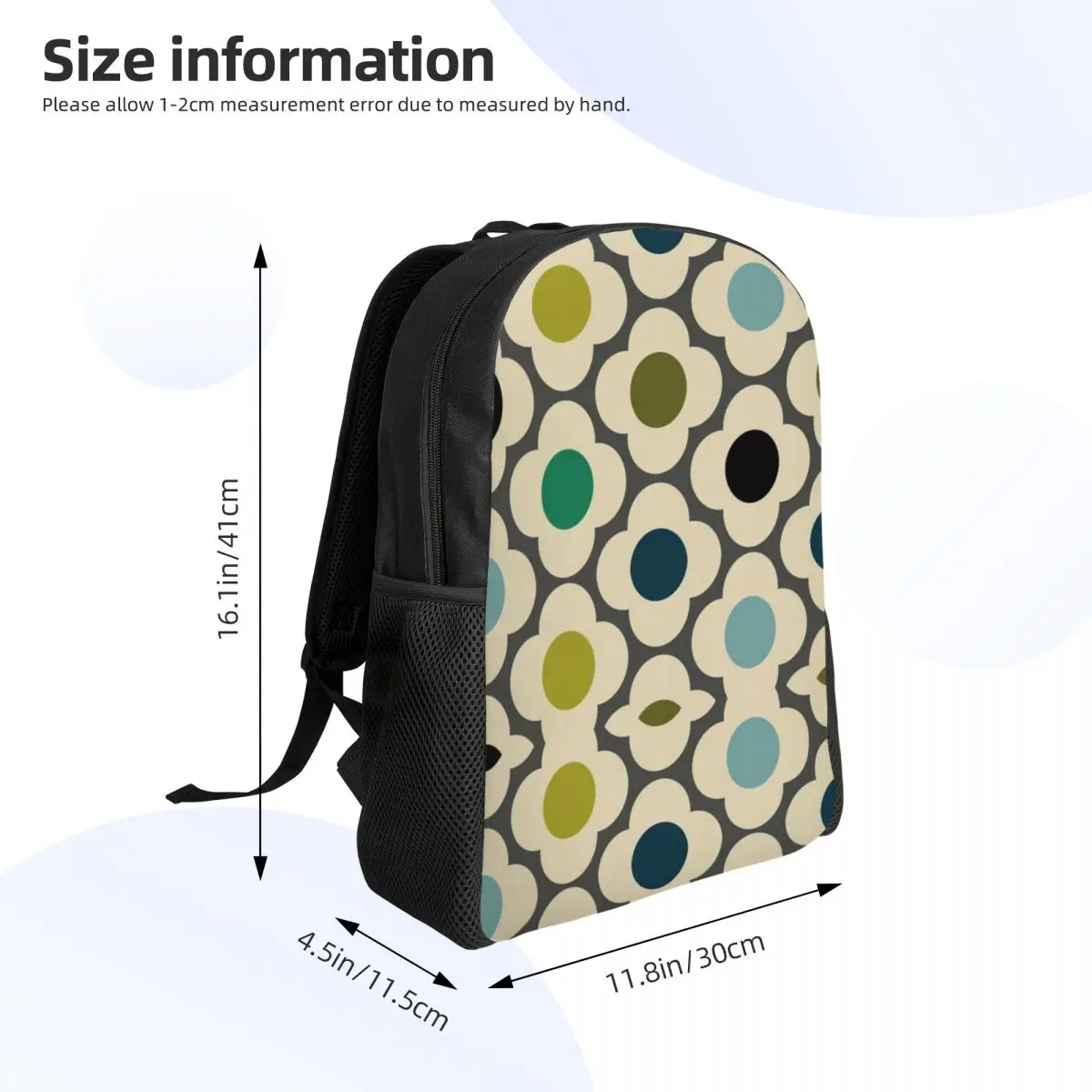 Orla Kiely Flowers Abstract Backpack for Women Men Waterproof School College Geometric Bag Printing Bookbags