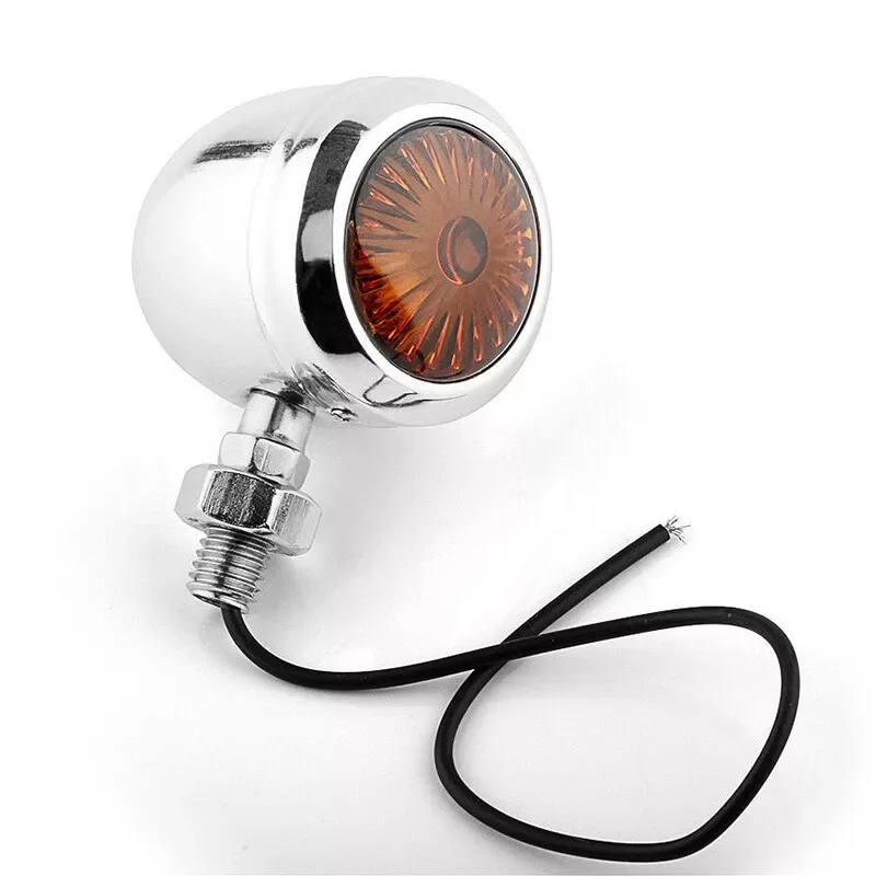 2 قطعة 12 فولت كروم دراجة نارية رصاصة بدوره إشارة مؤشر ضوئي لمبة العنبر الوامض 10 مللي متر مؤشرات إضاءة الدراجة النارية #4