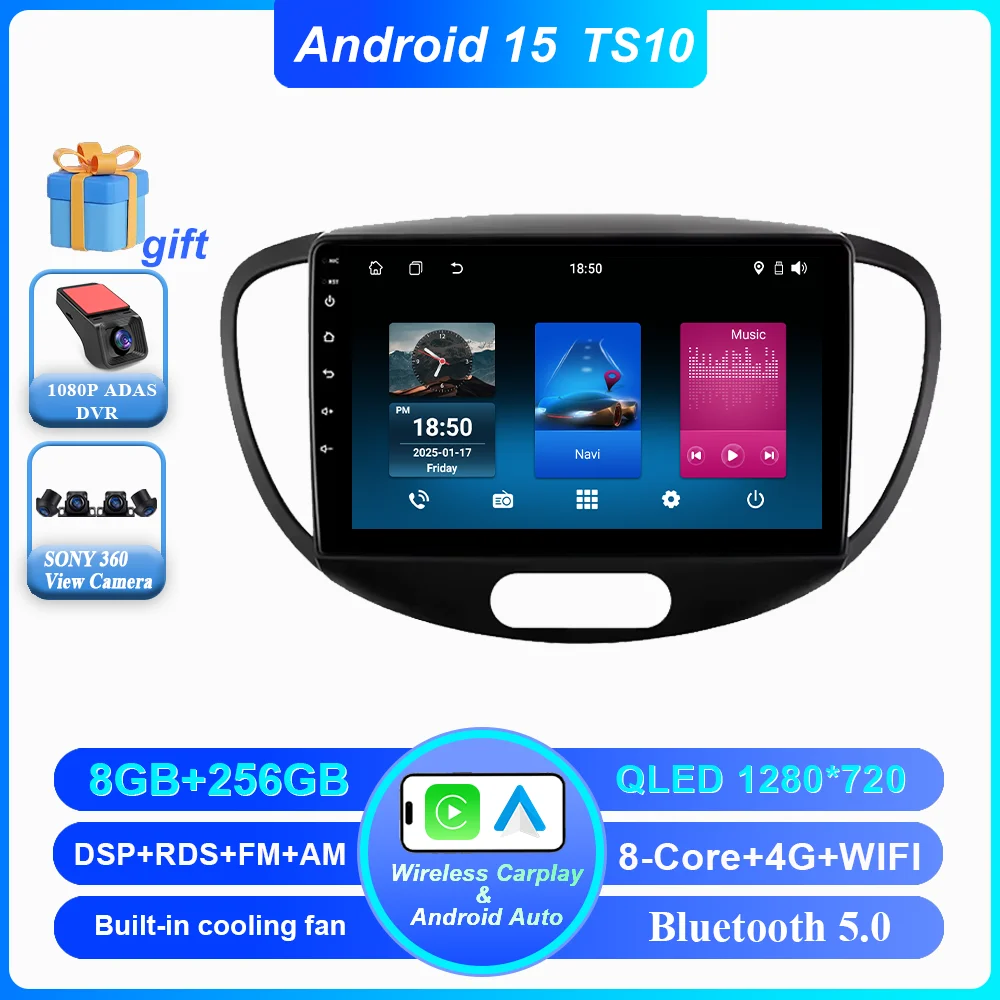 Android 15 Auto DVD Voor Hyundai i10 2007 2008 2009 2010-2013 Auto Radio Stereo Multimedia Speler GPS Navigatie 2din 4G Carplay
