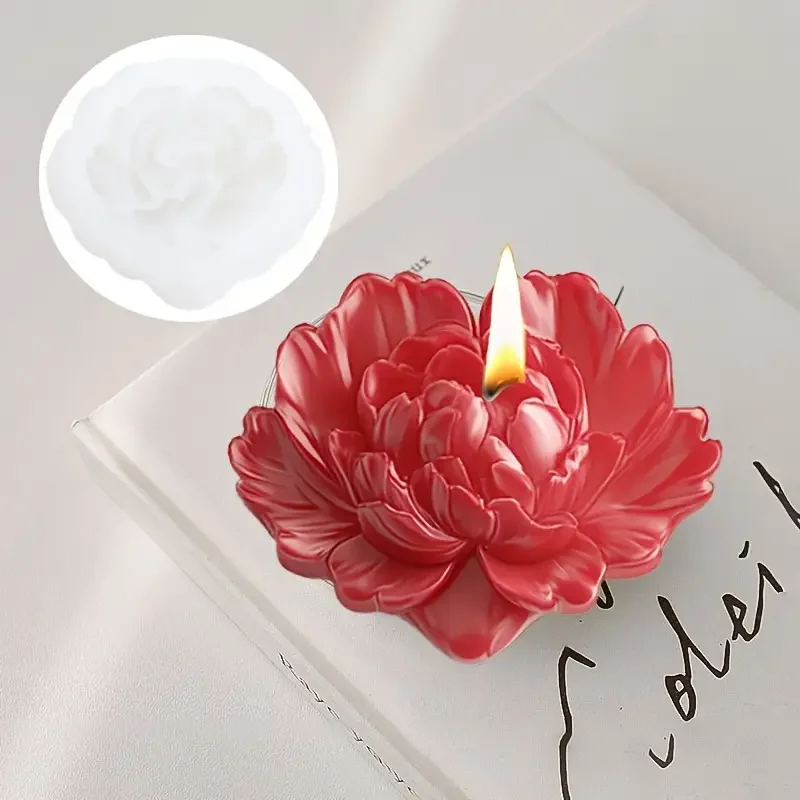 Rote Silikonform für Lotus-Duftkerzen, DIY-Harz- und Tonhandwerk – Heimdekoration, entspannende Geschenkidee, exquisites Blütenblattdesign, wiederverwendbare Silikonform, geeignet für festliche