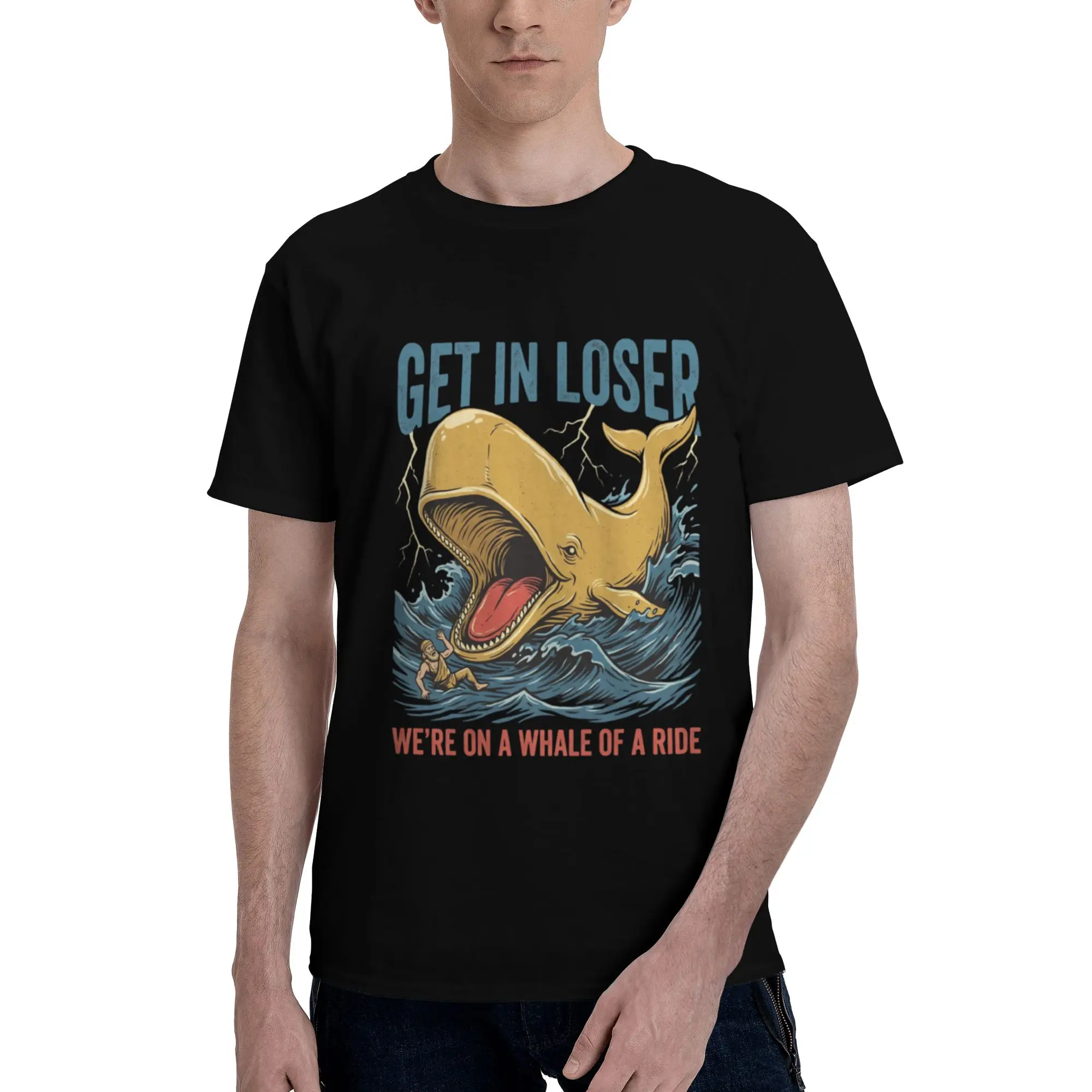 Loser Whale Of A Ride Jonah Funny Sea Print Men's T Shirt  Casual Tee Shirt Short Sleeve Crewneck 100% Cotton Gift Clothes