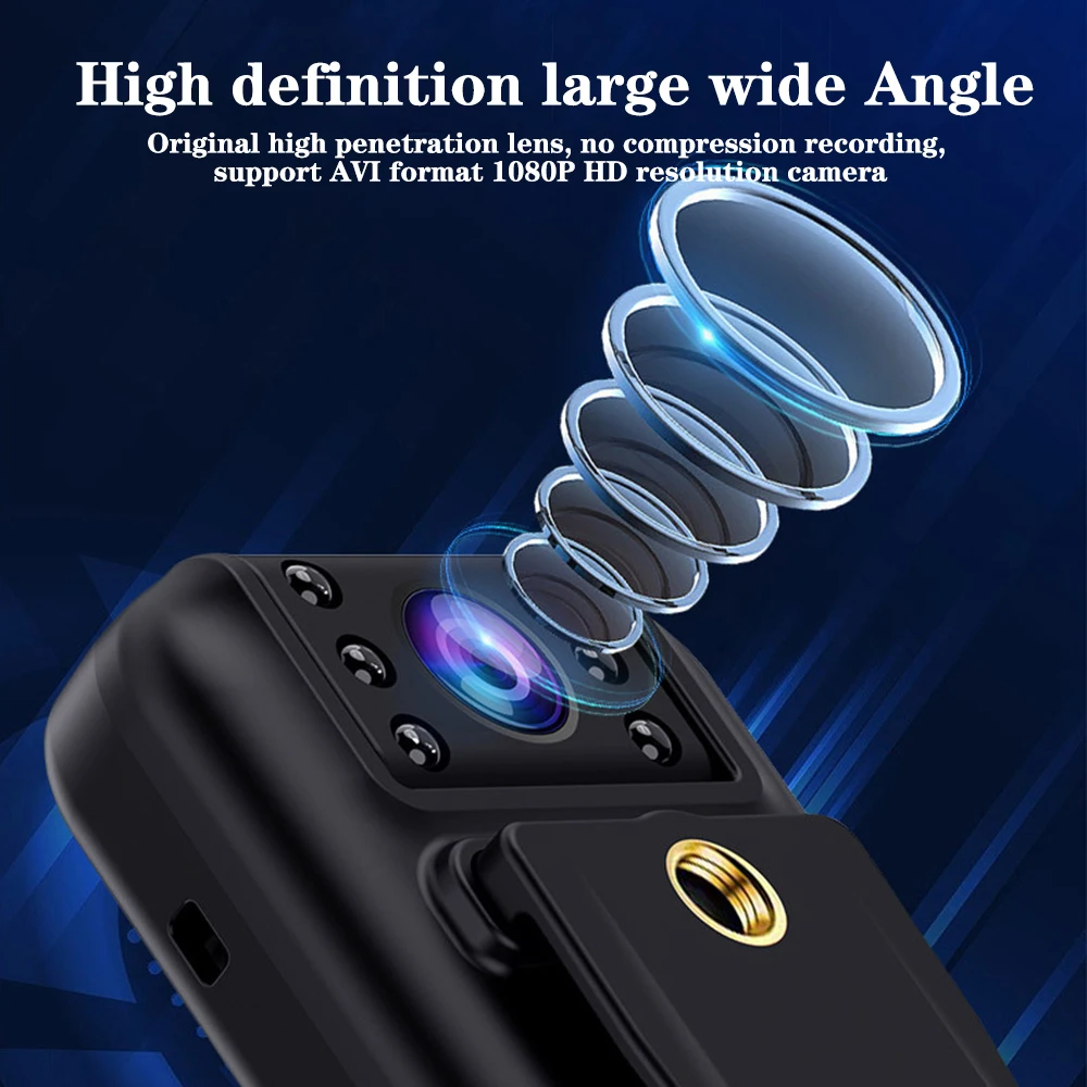 Mini HD 1080P Body Camera 180°Night Vision Automatic Rotating Len Camera Portable Digital Video Recorder Small Camcorder