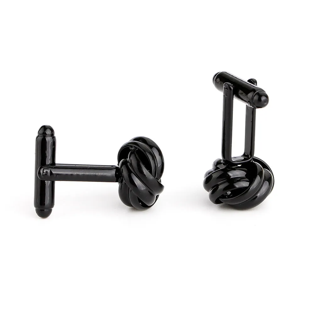 2Pcs Men Knot Cufflinks Stainless Steel Electroplated Long-Lasting Color Retention Business Formal Wedding Shirt Cufflinks