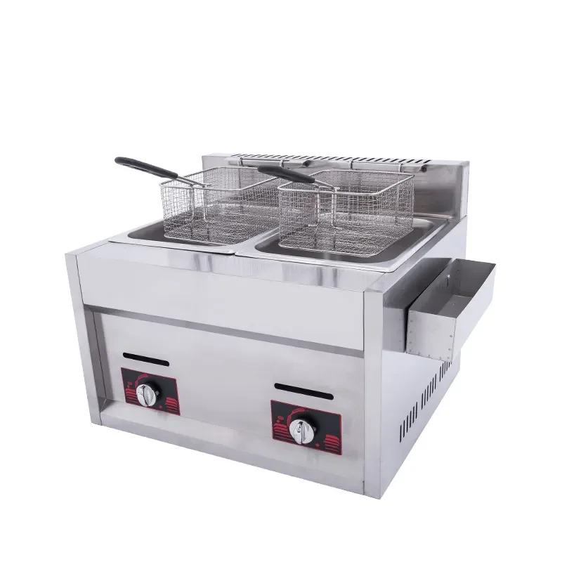 6L+6L Table Top Single-tank Deep Gas Fryer Potato Chips Chicken Fryer Machine Donut Fryer